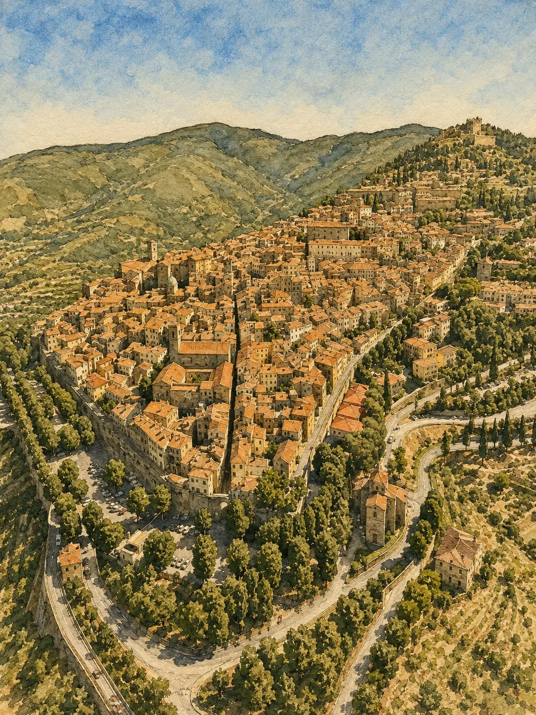 Thumbnail della verticale "Info pratiche" della guida di Cortona